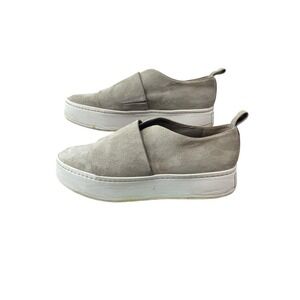 VINCE Luxury Designer Gray Wallace Suede Slip On‎ Platform Sneaker Size 7.5M